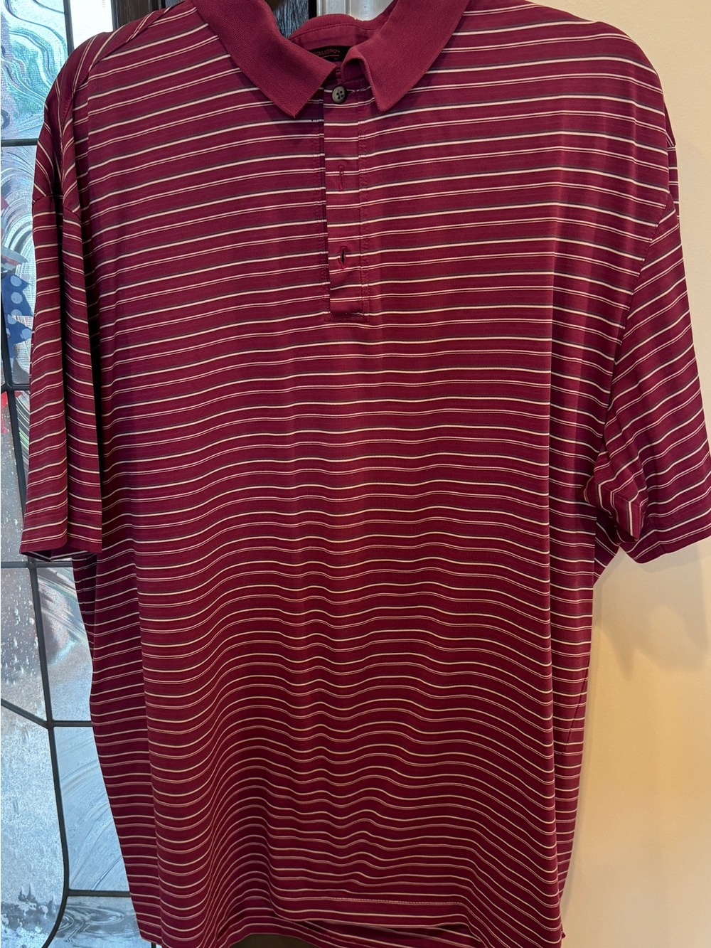 Nike Men's Burgundy Polo with White Stripe Detail
